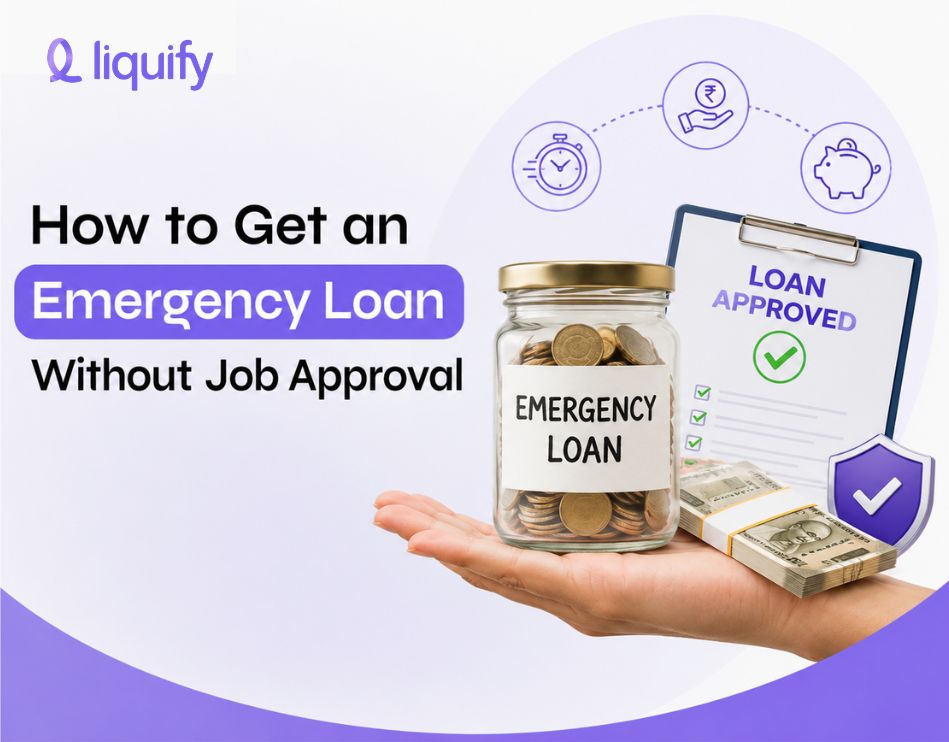 How to get an emergency loan without job approval – loan approved document, emergency loan jar, and cash by Liquify